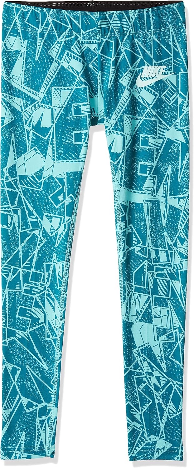 Nike Girls Sportswear Mashup Printed Tights (Blustery/Turbogreen, S)