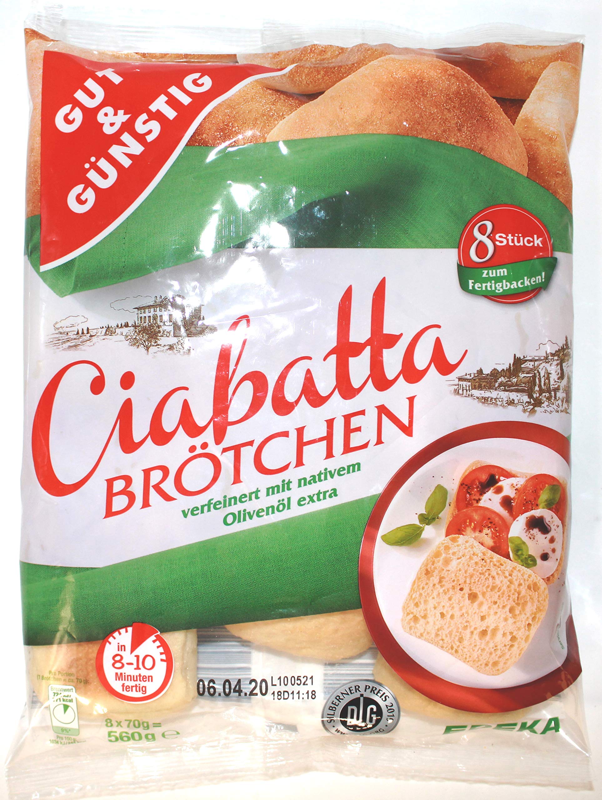 Gut & Günstig Ciabattabroetchen, 12er Pack (12 x 560g)