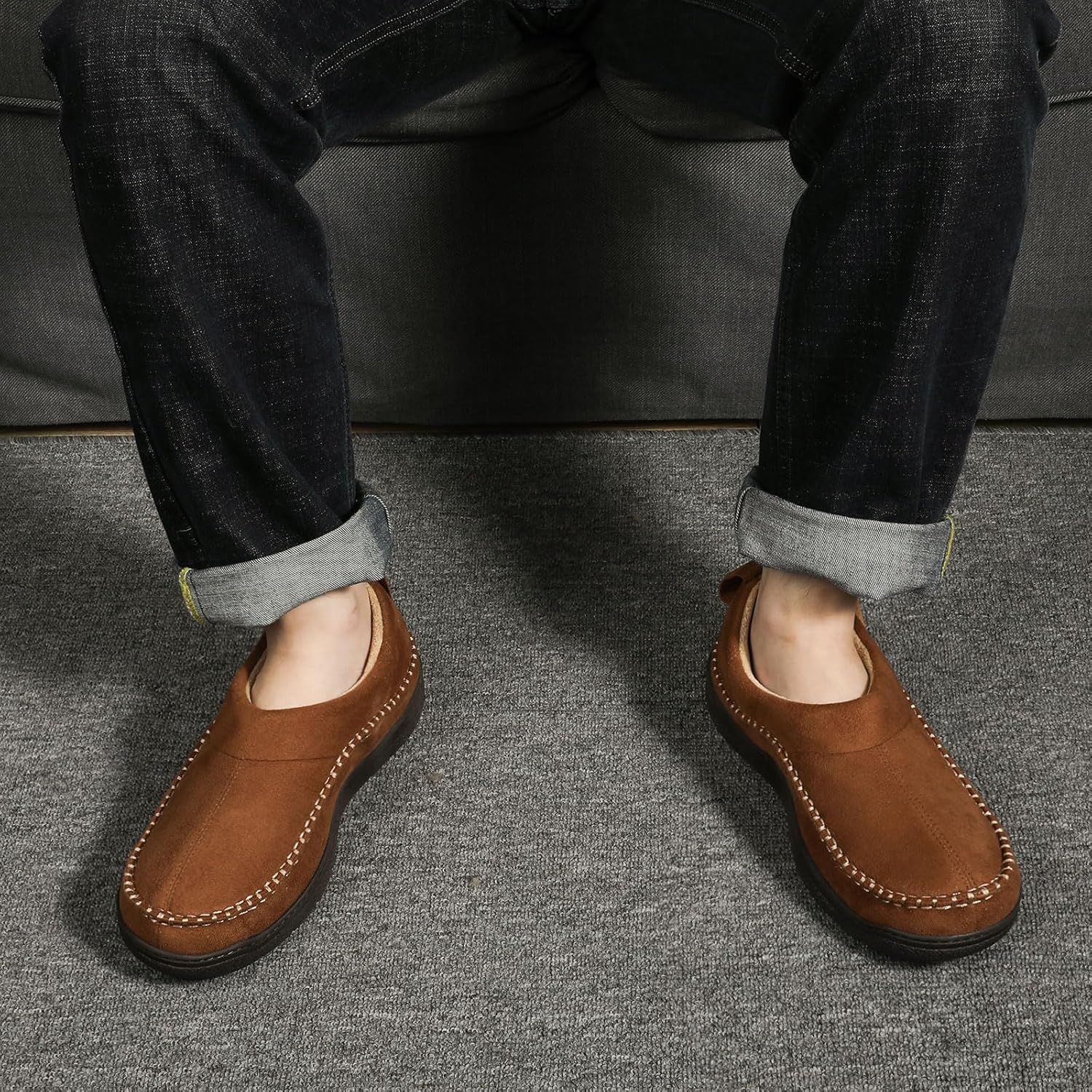 Zizor Men's Moccasin House Shoes Slippers Indoor Outdoor - Image 7