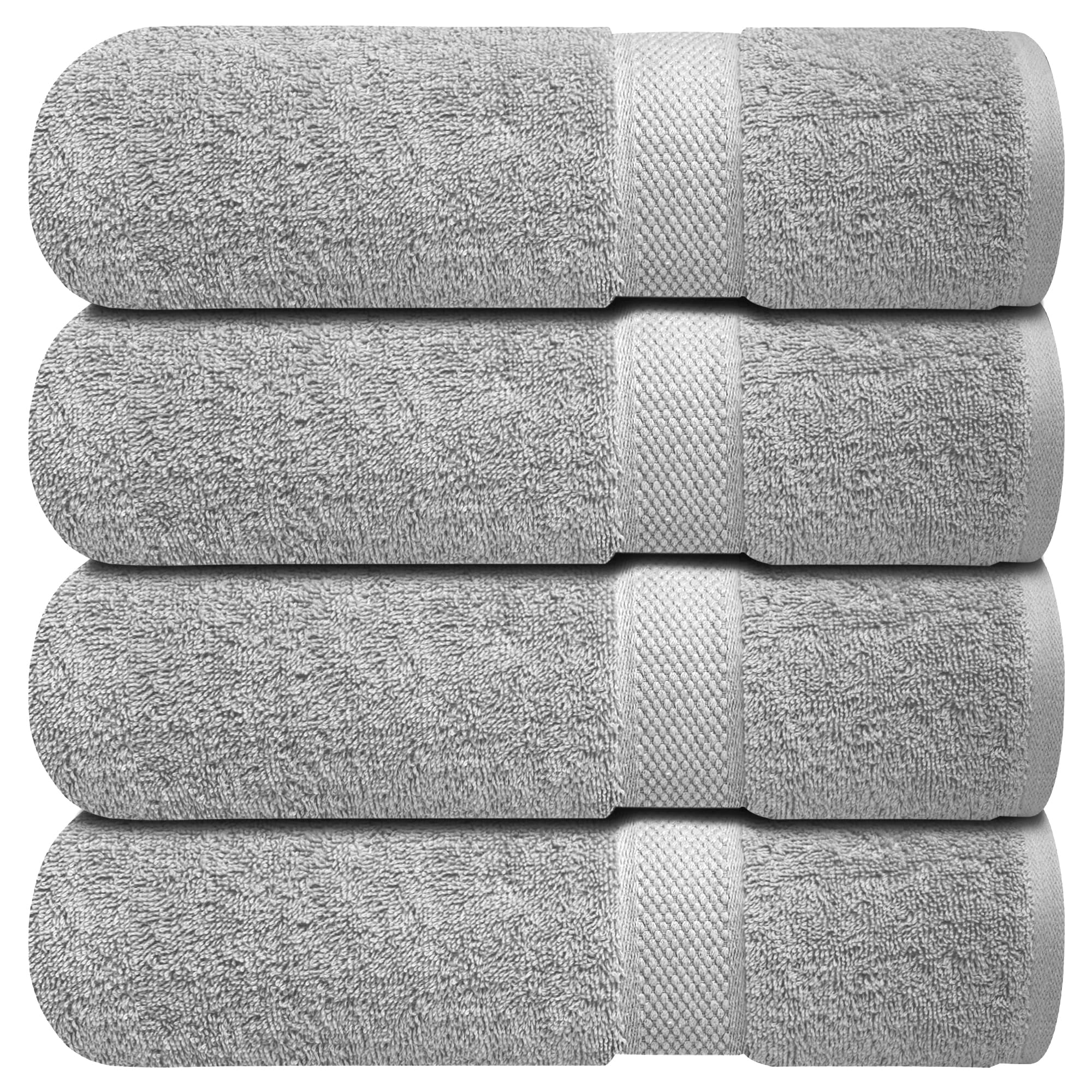 Infinitee Xclusives Premium Bath Towels Set Pack of 4-100% Ring Spun Cotton Bath Towels 70cm x 140cm - Highly Absorbent Durable Towels, Perfect for Daily Use (Charming Grey, Bath Towel)