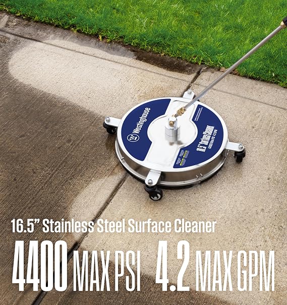 Westinghouse Universal 16.5 Pressure Washer Surface Cleaner Attachment - Stainless Steel - 4400 Max PSI, 1/4 Connector - for Gas and Electric Pressure Washers