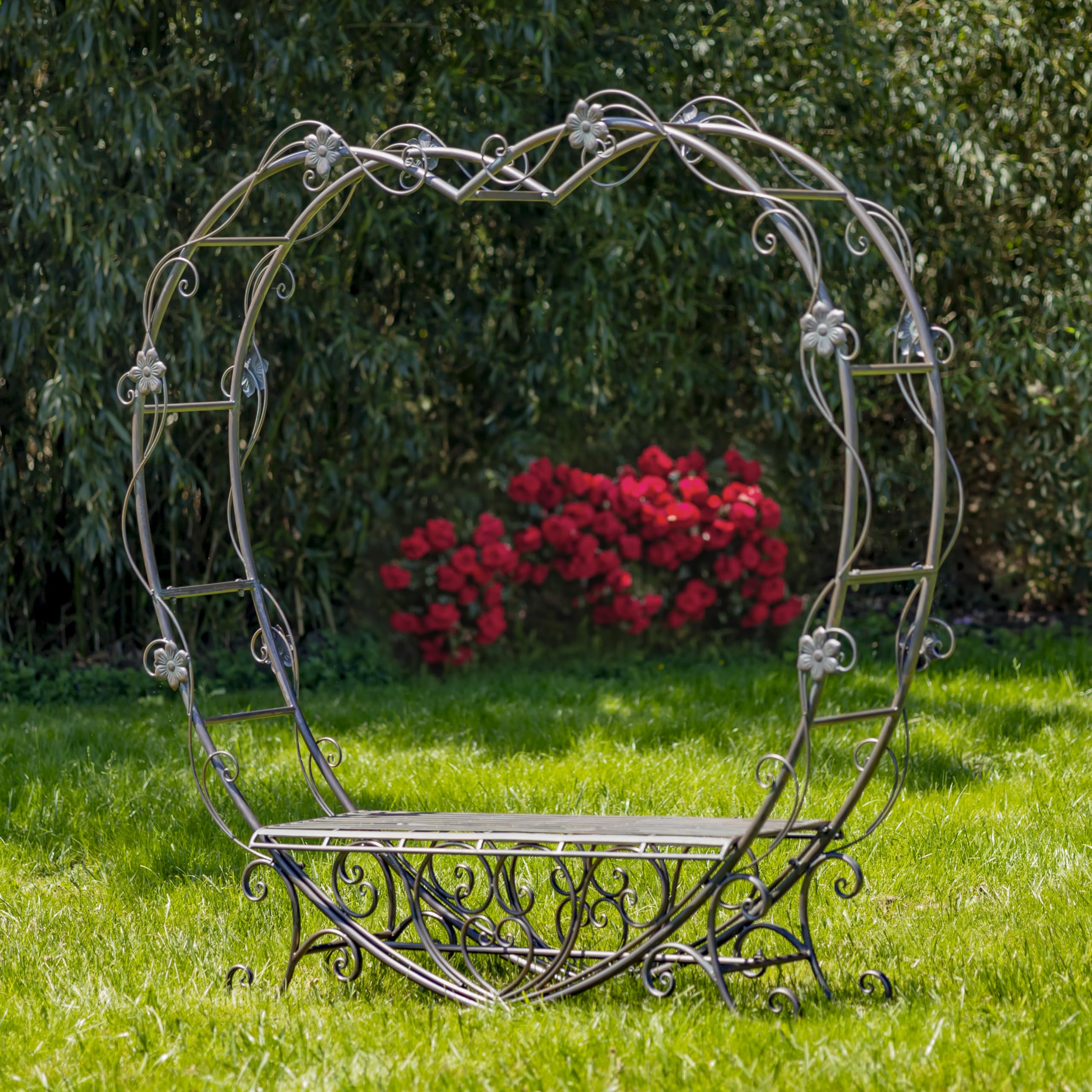 Amazon.com: Zaer Ltd. 6.8 Ft. Tall Heart-Shaped Iron Bench Amore