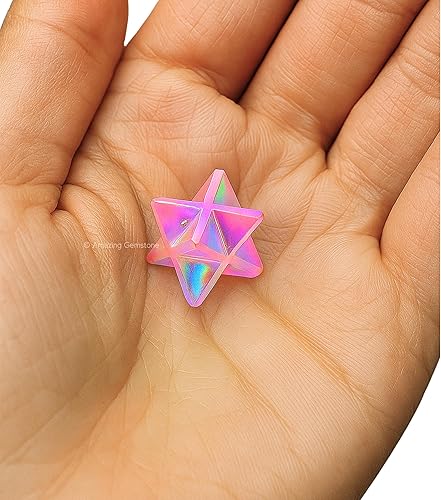Miniatura 224 de Amazing Gemstone Larvikite Merkaba Crystal – Estrella de Merkaba metafísica de 1 pulgada para meditación – Cristal tetraedro energético y piedras