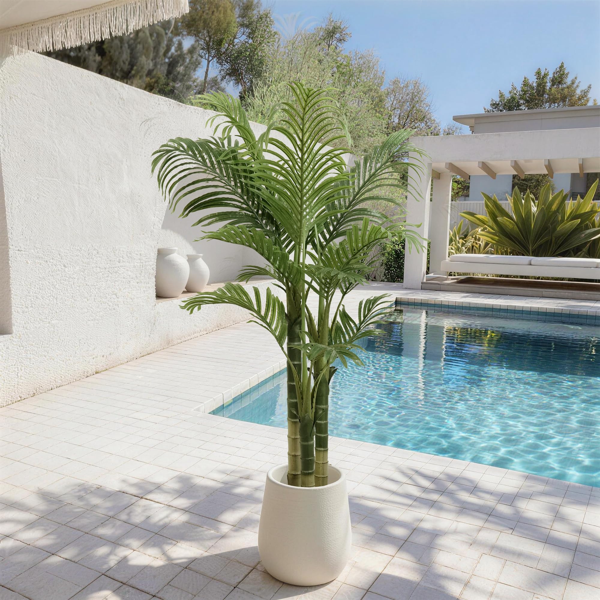 Palmier Artificiel, Grande Plante Artificielle Interieur Arbre Artificiel Exterieur Plante Fausse Tropicale en Pot, Décoration pour Salon, Jardin