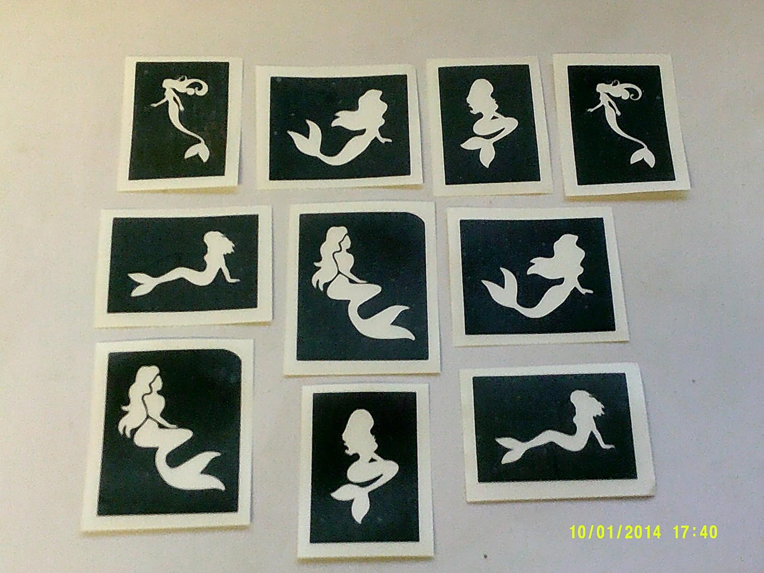Dazzle Glitter Tattoos 25 x Mermaid Stencils (Mixed) for Etching Glass