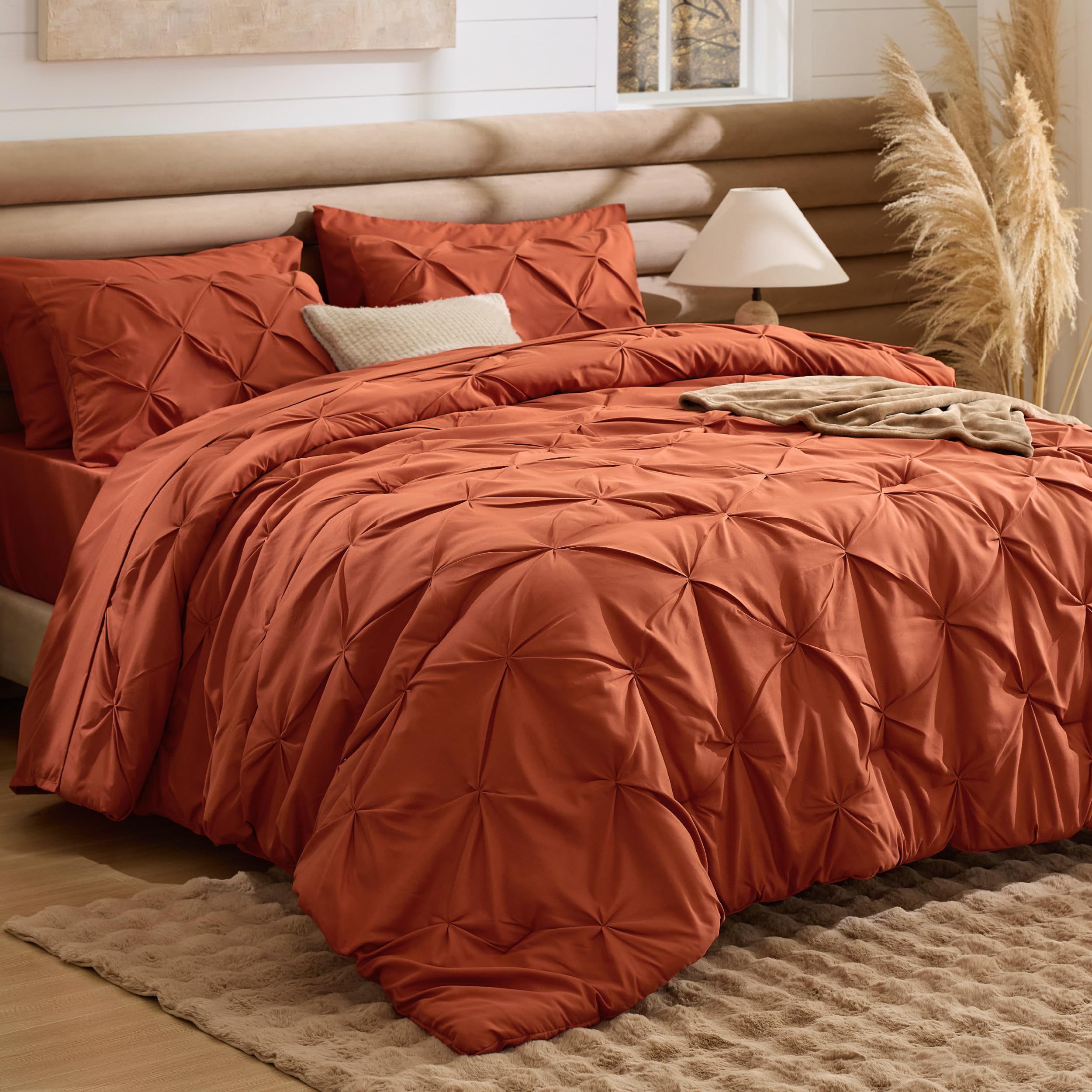 Bedsure 7-Piece Queen Comforter Set Burnt Orange