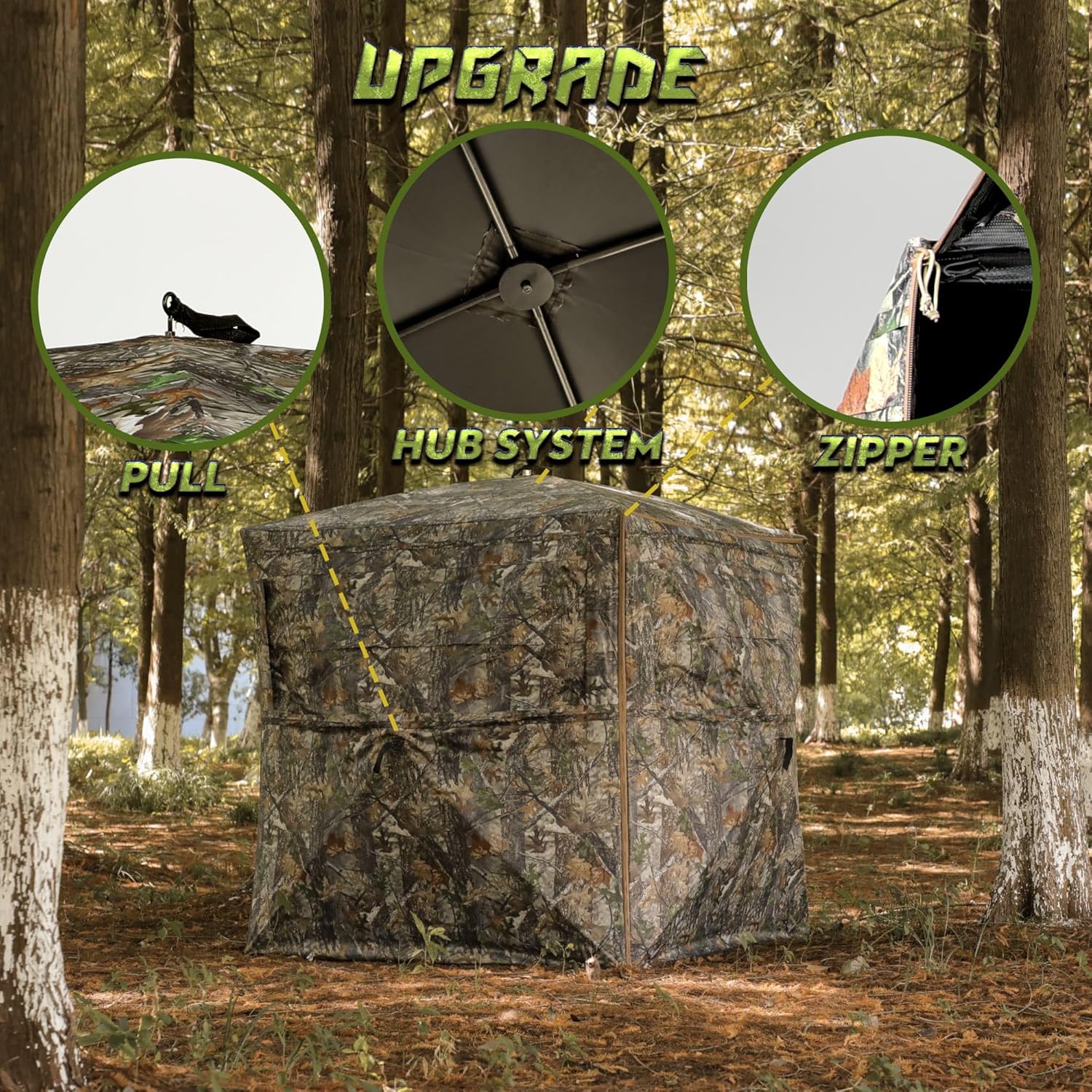 Lenotos Hunting Blind 270° See Through, Low-Noise 2-3 Person Pop Up Deer Blind, Portable Durable Ground Blind for Deer & Turkey Hunting