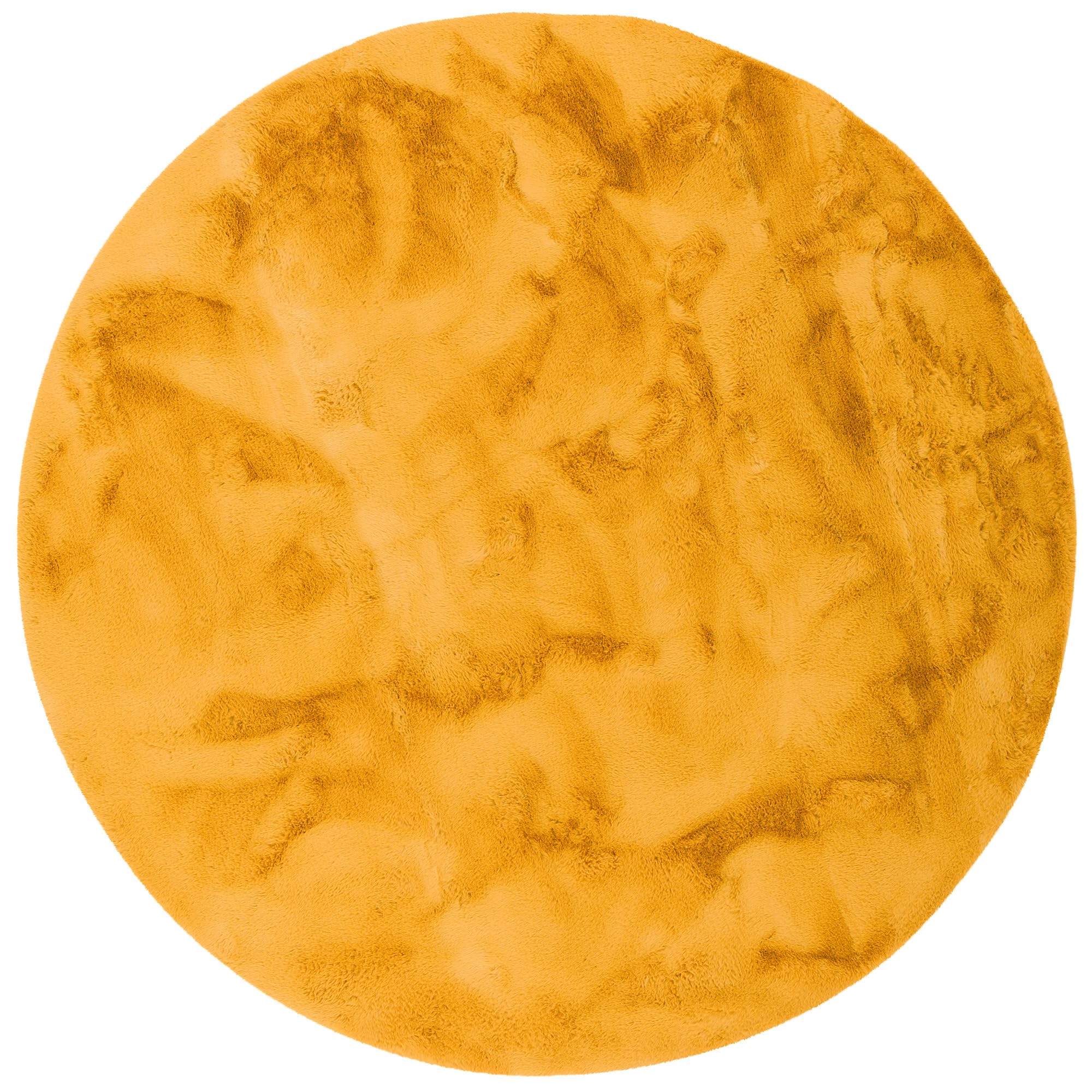 Pergamon Luxus Super Soft Fellteppich Plush Curry Rund in 3 Größen