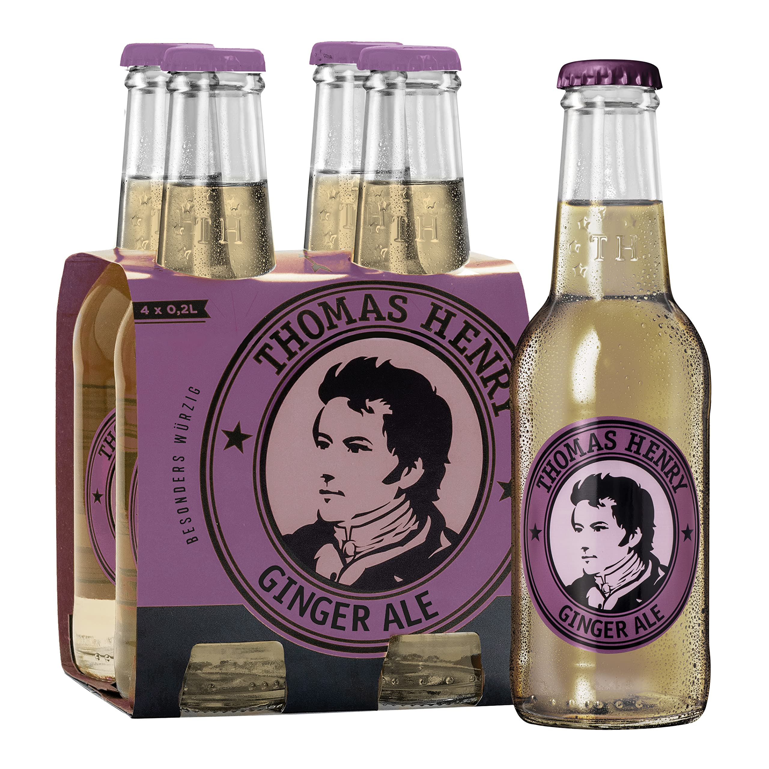 Thomas Henry Ginger Ale 6 x 0,2 l Glas MW 6er Set Ingwerlimonade würzig zum Mixen von Longdrinks und Cocktails