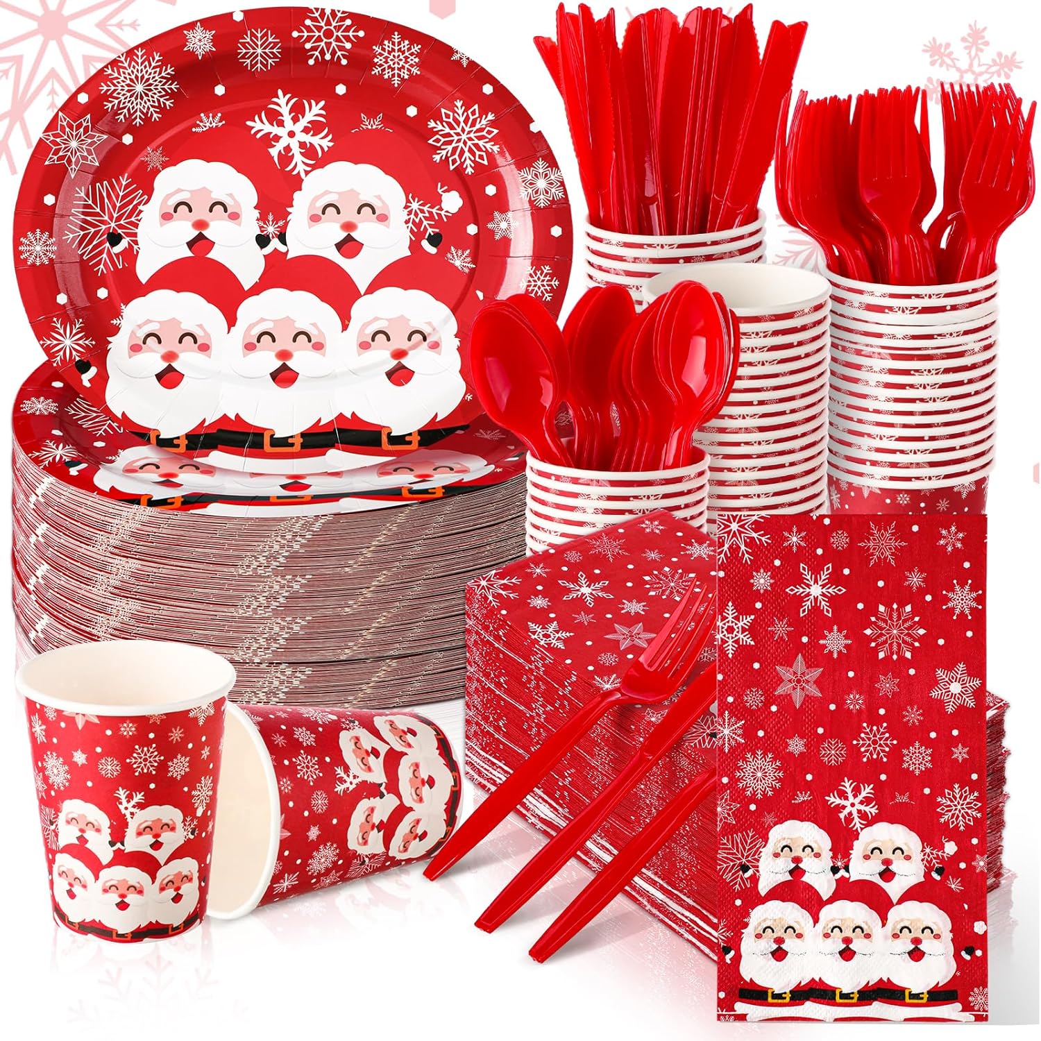 Umigy 350 Pcs Christmas Santa Claus Dinnerware Set for 50