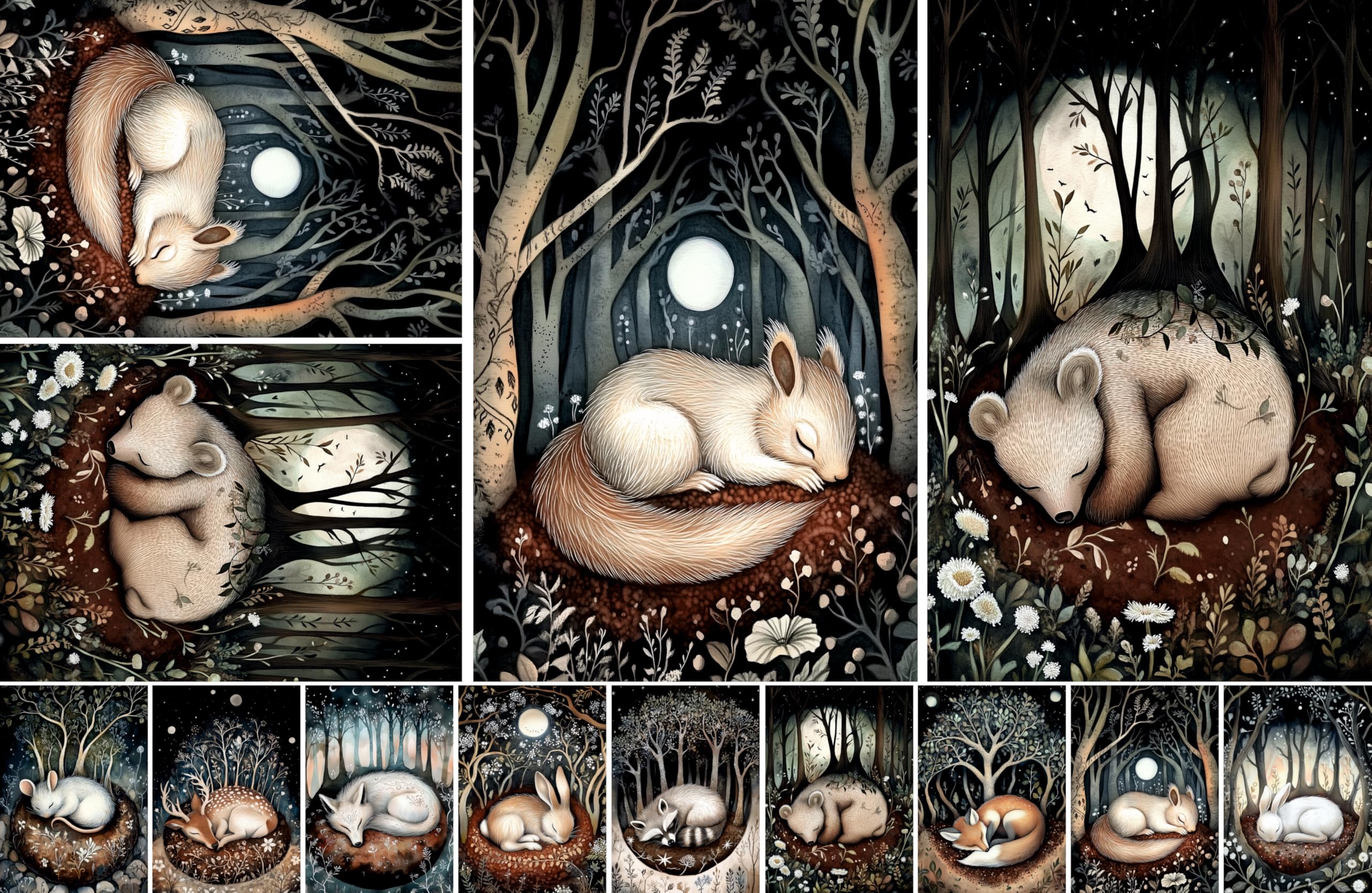 Sleepy Animal Reispapier, 29,2 x 29,2 cm (2 Blatt) – Decoupage-Papier, 16 Designs für Collage, gemischte Medien, Kartenherstellung & Basteln, Decoupage von CRAFT KREATIVELY