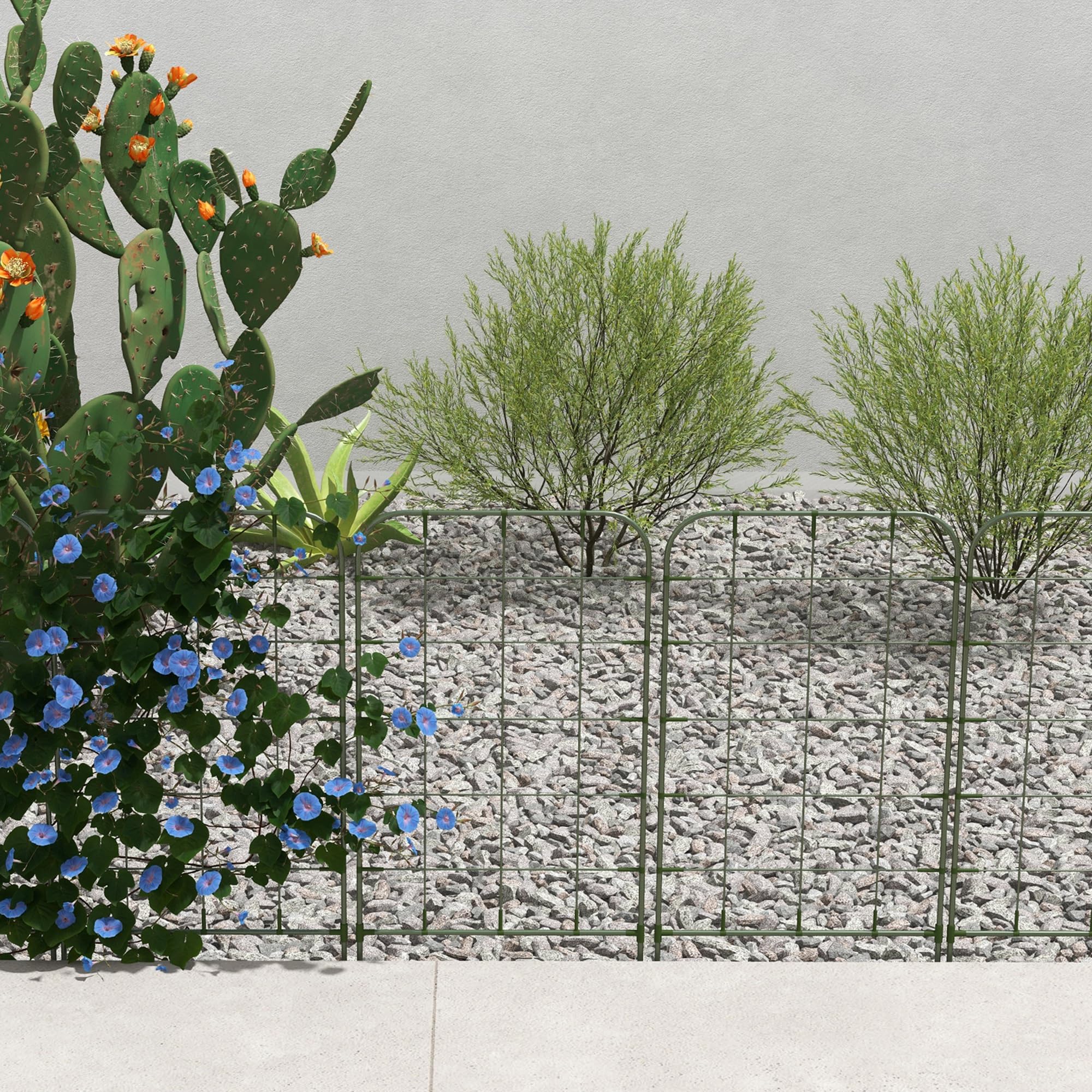 Outsunny Juego de 4 Enrejados de Jardín con Marco de Acero Soportes para Trepadoras para Verduras Frutas Flores Patio Terraza Decoración Exterior 40x90 cm Verde