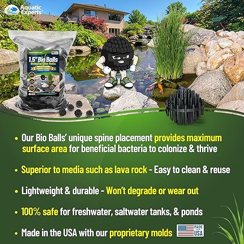 Miniatura 2 de Aquatic Experts Bio Balls - Filtro de medios a granel, bolas biológicas grandes de 1.5 pulgadas para filtros de estanques y acuarios, medios de