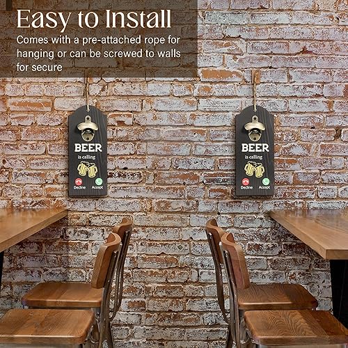 Miniatura 4 de Abridor de botellas de cerveza, abrebotellas para exteriores montado en la pared, 4.7 x 11 pulgadas para pub en casa, cueva de hombre, patio,