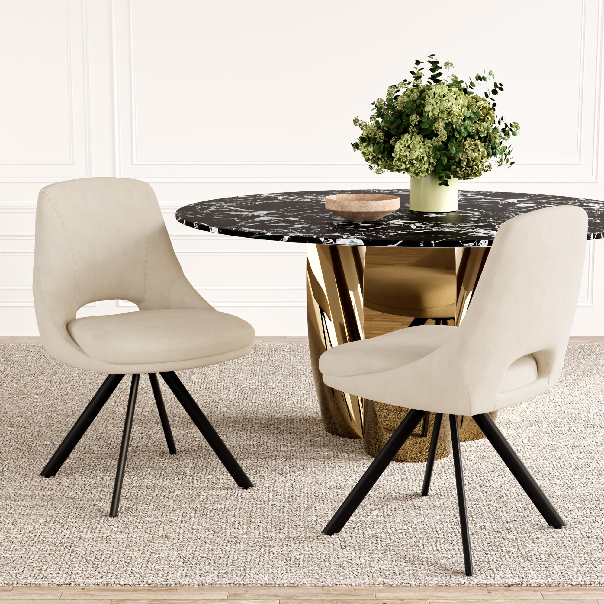 JIEXI Lot de 4 chaises de salle à manger - Chaises exclusives pour salon, cuisine, rembourrées, modernes, robustes, de qualité supérieure, ergonomiques et au look design (beige 4 chaises)