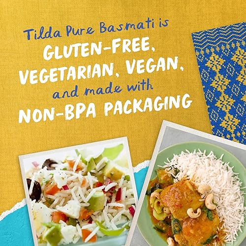 Miniatura 6 de Tilda Arroz basmati puro, arroz aromático y auténtico de primera calidad, bolsa grande resellable, bolsa de 10 libras, color blanco