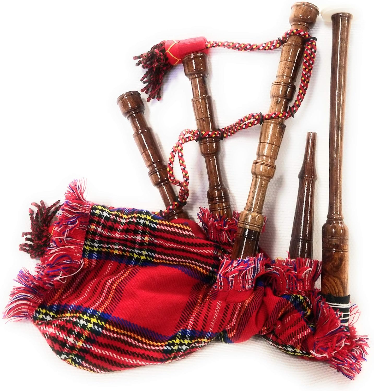 Mini bagpipe Rosewood irish Royal Stewart cover & cord Starter playable for beginner kids junior set comes with 2 free reeds and instruction