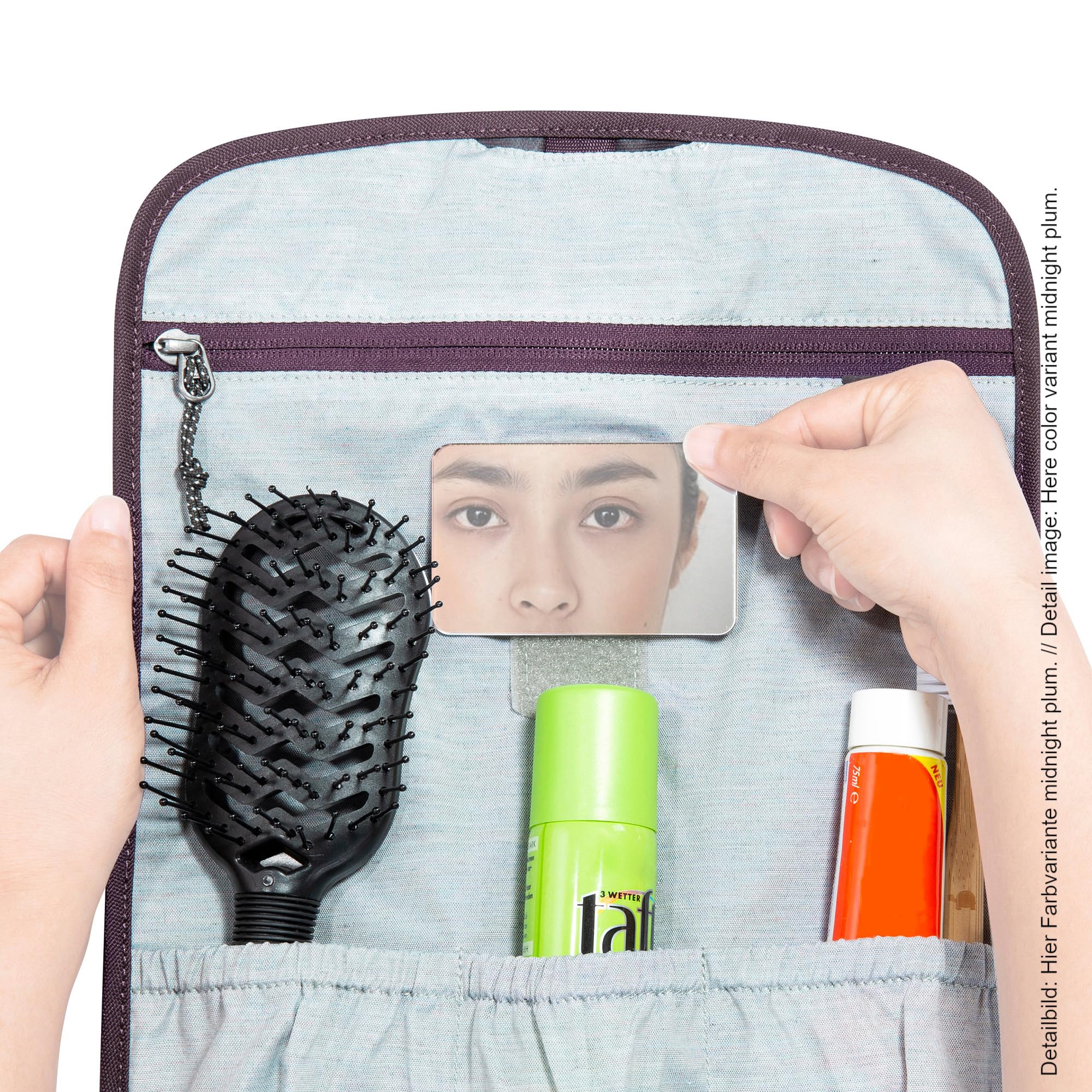 Tatonka Small Travelcare Kulturbeutel - Flache Waschtasche zum Aufhängen mit Fächern und Spiegel (Packung mit 2)