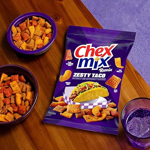 Miniatura 20 de Chex Mix Remix - Mezcla de bocadillos de pizza con queso, bolsa de aperitivos, tamaño familiar, 11 onzas
