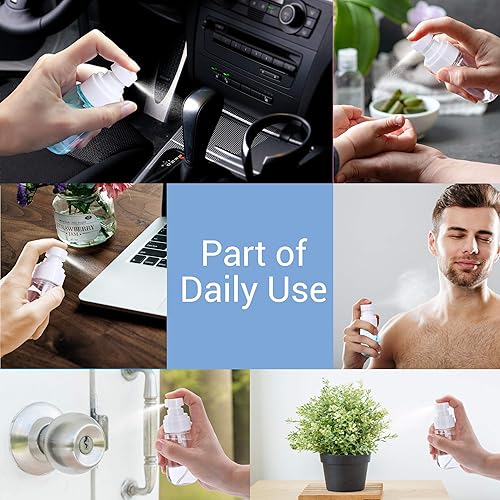 Miniatura 7 de Paquete de 2 botellas de aerosol pequeñas tamaño viaje 60ml2oz - Mini botellas de aerosol vacías de niebla fina - a prueba de fugas - para tónicos,