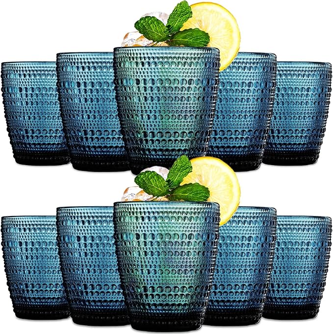 Hobnail Drinking Glasses 8 oz Cocktail Glasses Vintage