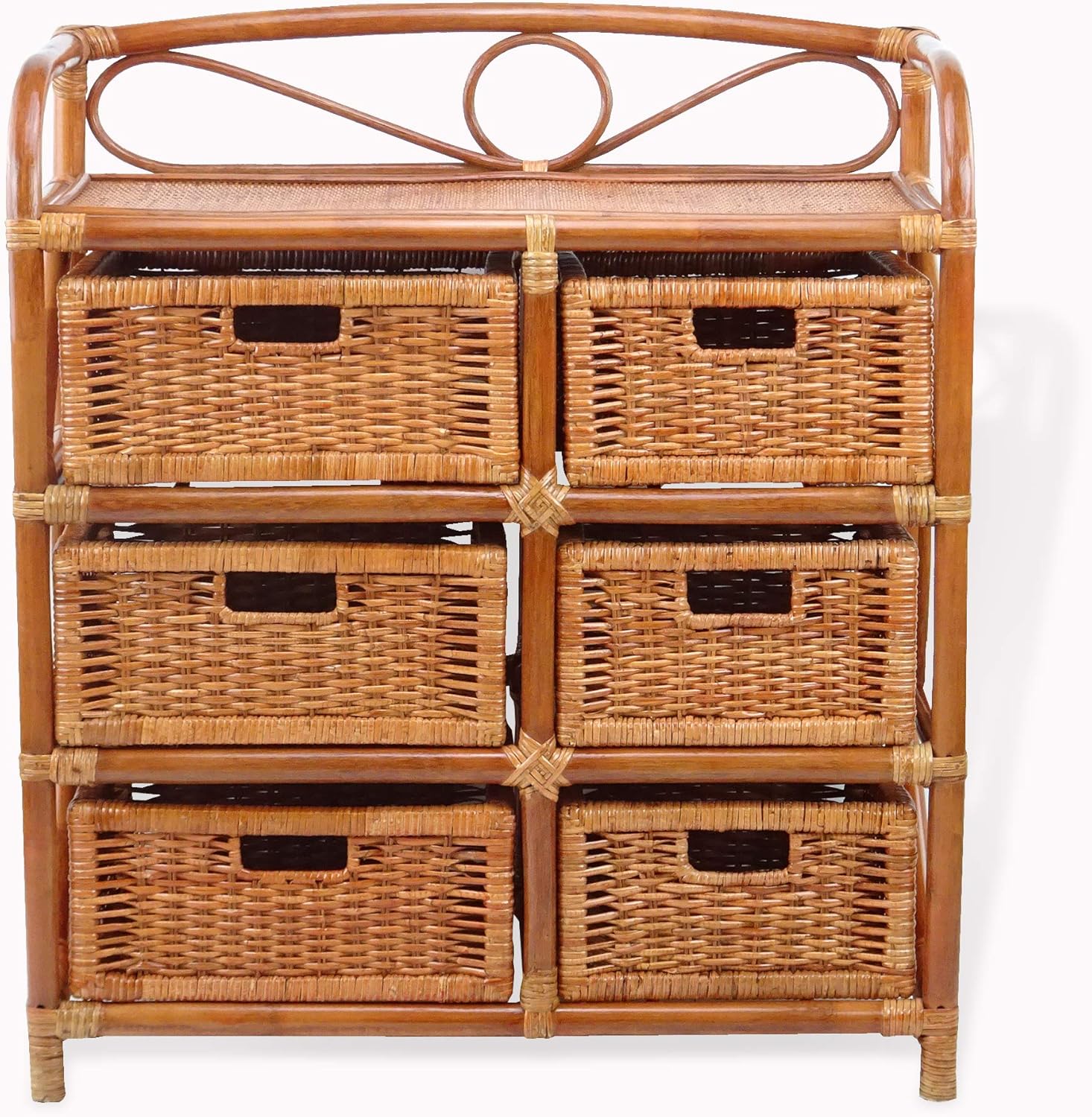 CYOIDAI SK New Interiors Laundry Chest w/ 6 Drawers Natural Rattan Wicker Handmade