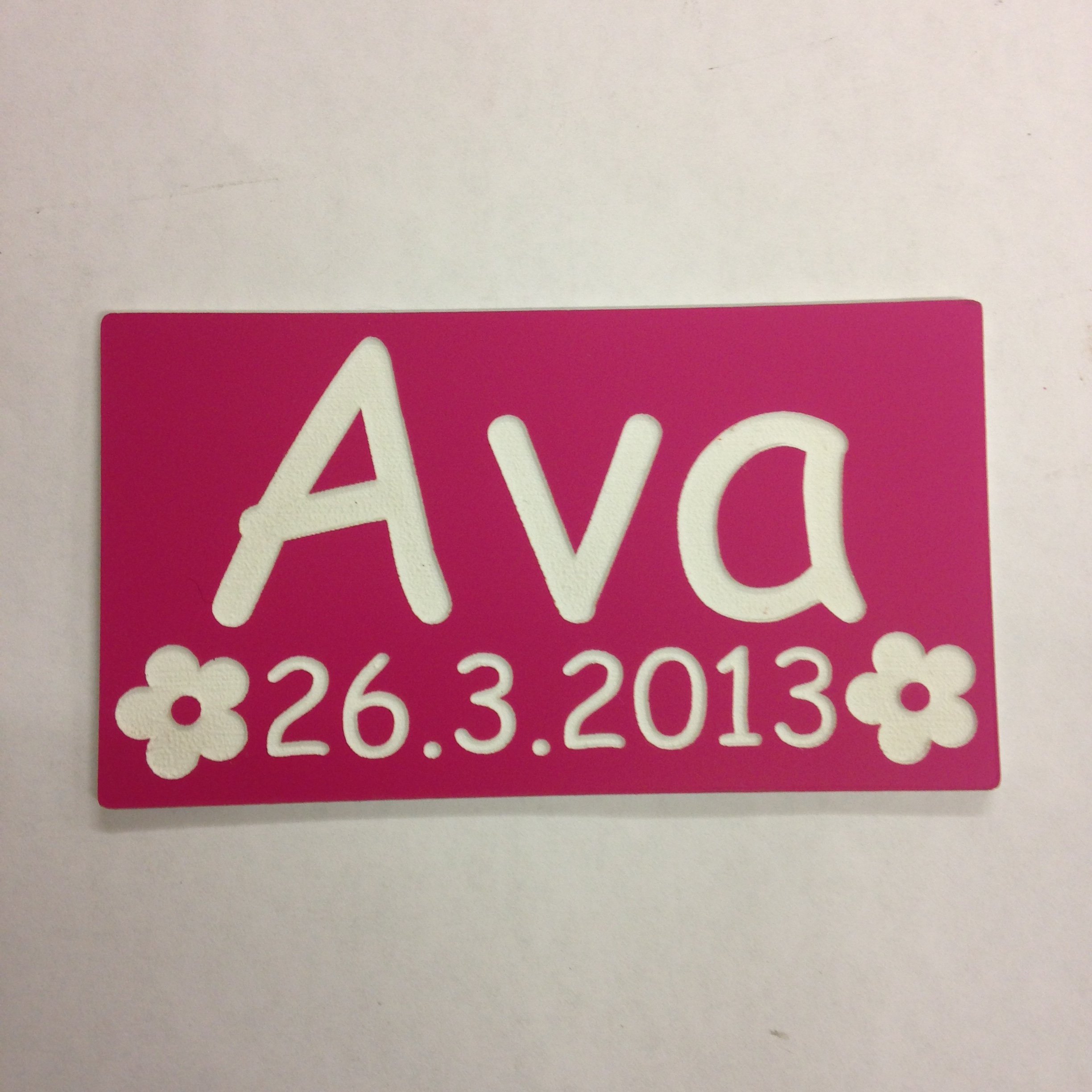 Fsss Ltd Pink Engraved Number Plate Name Date With Flowers For Push Along Car Ride On Toy Gift (Pink)