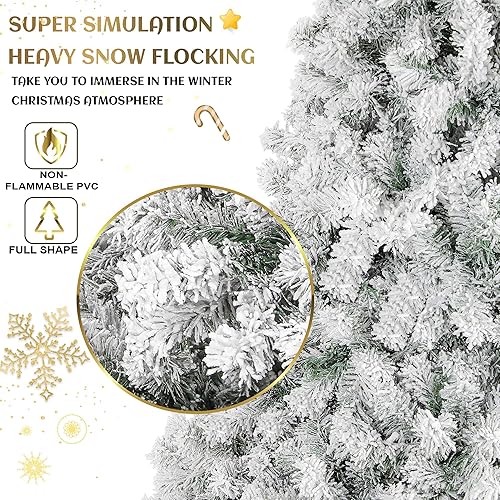 Miniatura 5 de Árbol de Navidad preiluminado de 6 pies, árboles de Navidad artificiales con 250 luces multicolor y blancas cálidas, árbol de pino de Navidad para