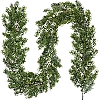 Guirlande de sapin YMIFEEY 195cm Guirlande de Noël Sapin Guirlande Vert Sapin Moulage sous pression, Guirlande verte artificielle Noël Faux sapin Décoration de Noël (Vert pur)
