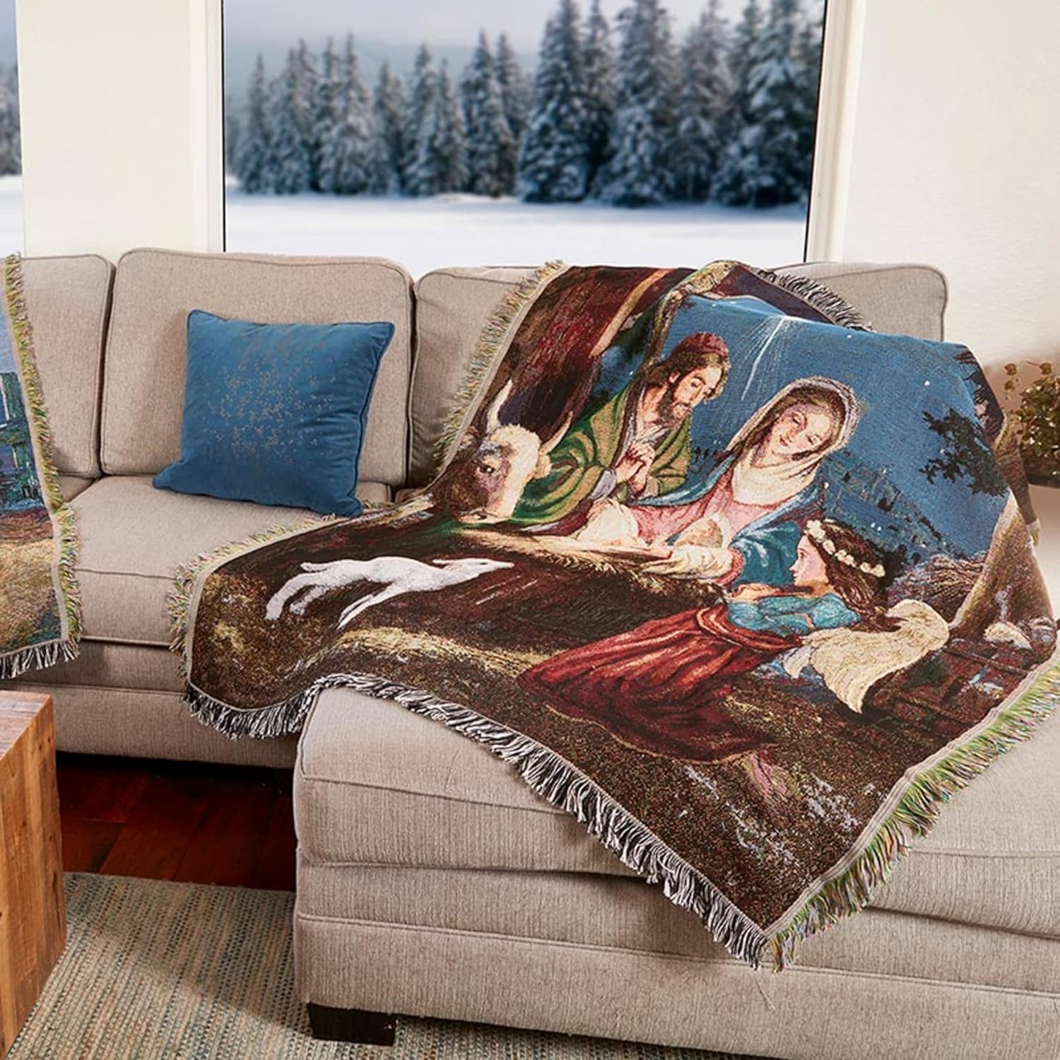 Christian Brand Holy Family Nativity Tapestry Throw Blanket