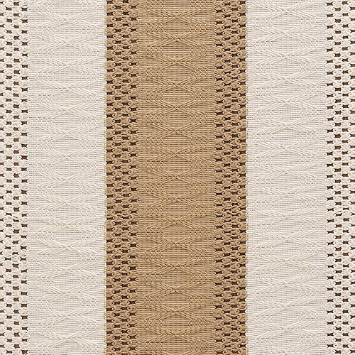 Miniatura 6 de ZeeMart Camino de mesa con costuras bicolor estilo macramé, 14 x 72 pulgadas, marrónmarfil, camino de mesa bohemio neutro de 72 pulgadas de largo,