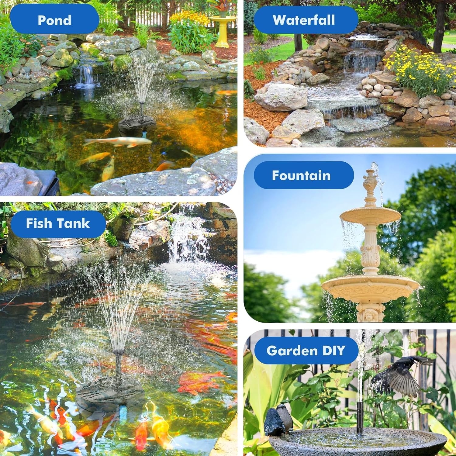 POPOSOAP Solar Pond Filter with Fountain Pump Kit, 8W Solar Water Fountain Pump, Solar Pond Pump for Outdoor Pond BirdBath Fountain Waterfall DIY Water Feature-P3081