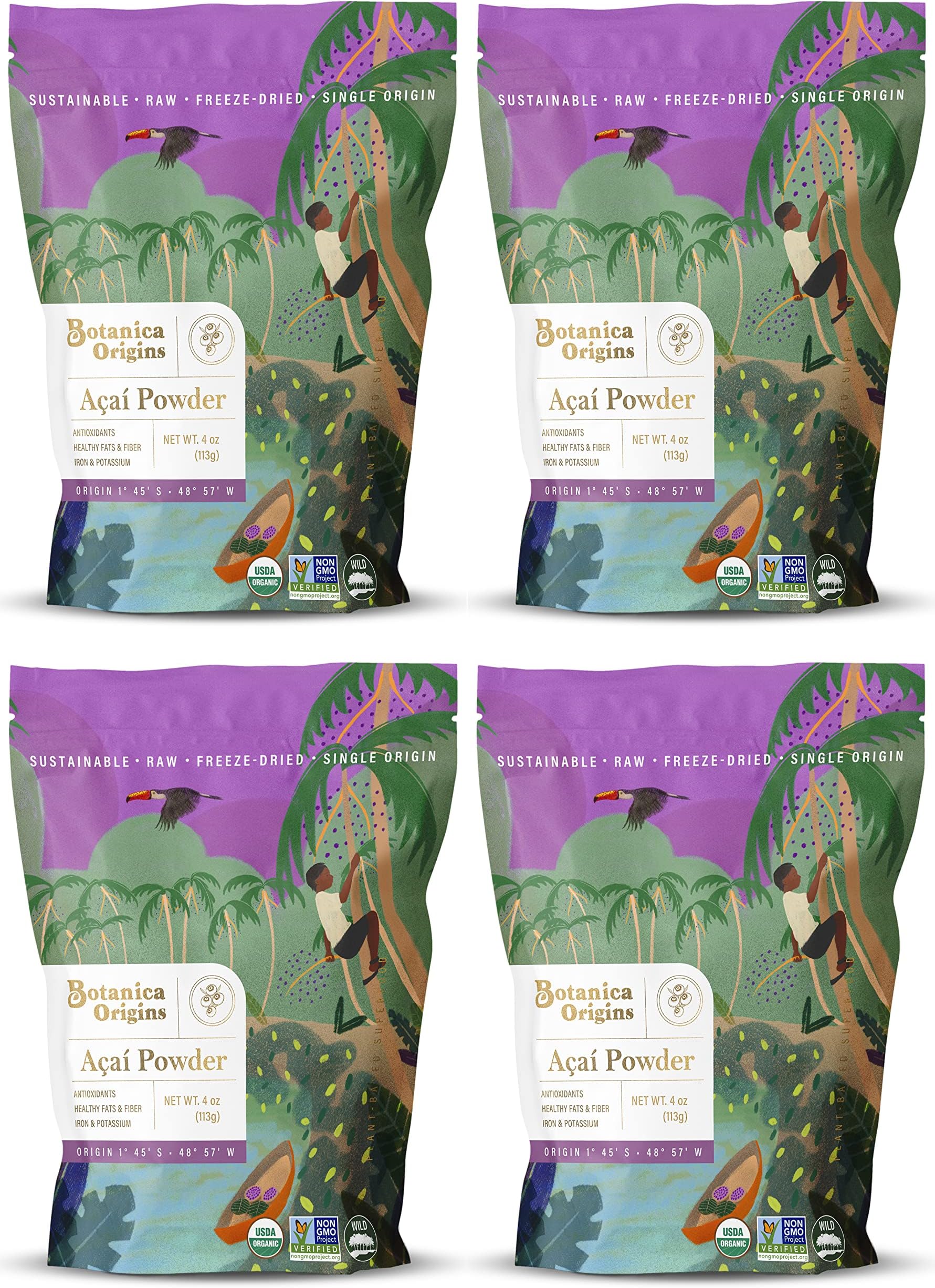 Botanica Origins Acai Powder, 16 oz | Freeze-Dried | Organic | Raw | Gluten-Free | Vegan, Keto and Paleo Friendly