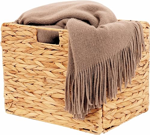 Miniatura 6 de Cestas de almacenamiento, cestas de mimbre, cesta de jacinto para estante, plegable 2 paquetes tejidos hechos a mano, cestas de pastos marinos,