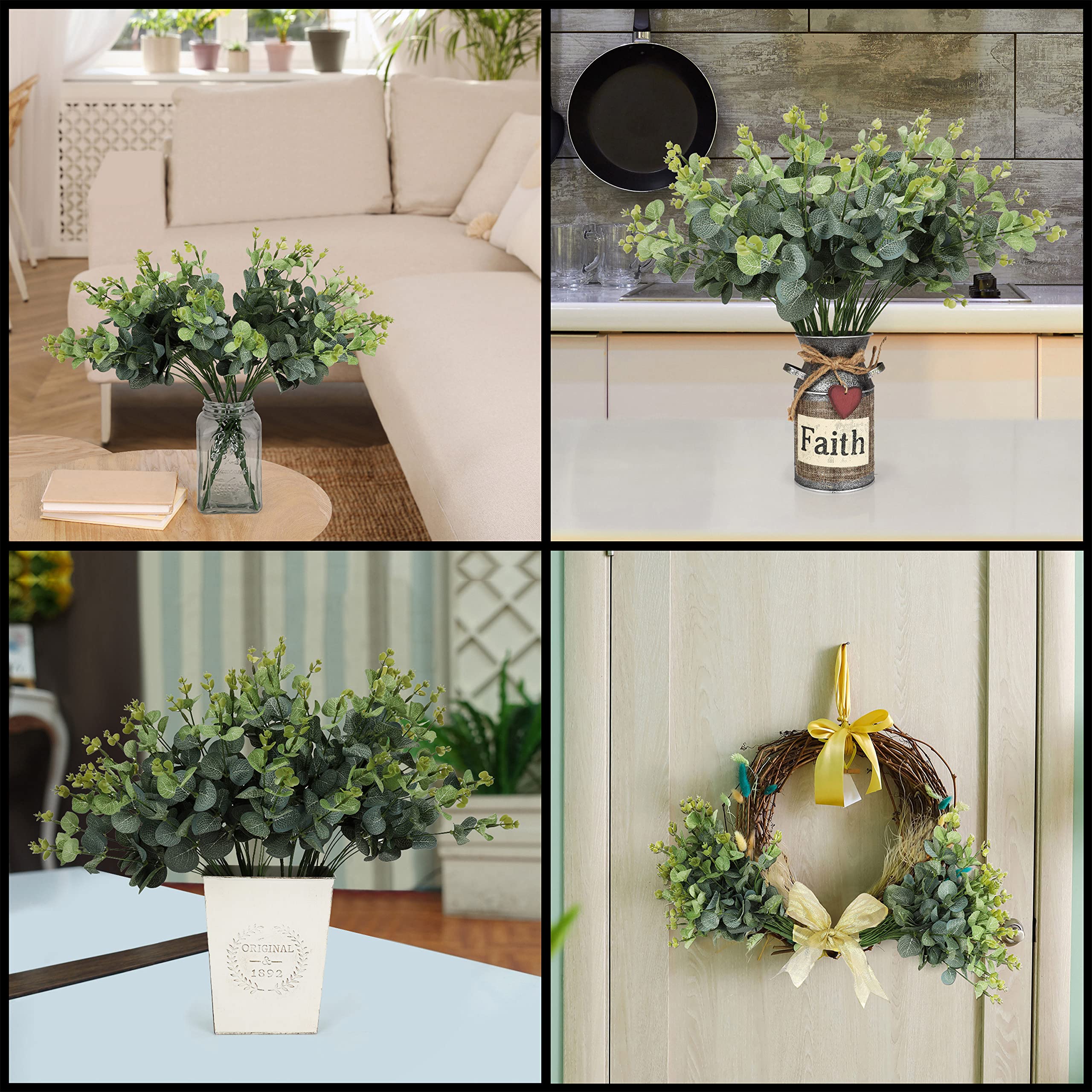 Belle Vous Mini Groen, Paars & Witte Artificiële Faux Pot Planten Set (4 Pak) – Kleine Binnen & Buiten Net Planten – Huis, Kantoor, Badkamer, Keuken Decor, Bureau, Plank & Tafel Groen