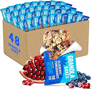 Cooper Street Blueberry Pomegranate Granola Bakes (48 Count) – Individually Wrapped Soft and Chewy Granola Bars Bulk – Low Sodium, Nut & Dairy Free - Perfect As Healthy Bulk Office or Classroom Snacks
