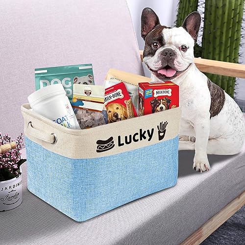 Miniatura 9 de PET ARTIST Cesta de juguetes para perros, caja de juguetes plegable con nombre de mascota, cubo de juguetes para perros, abrigos de perro, ropa,