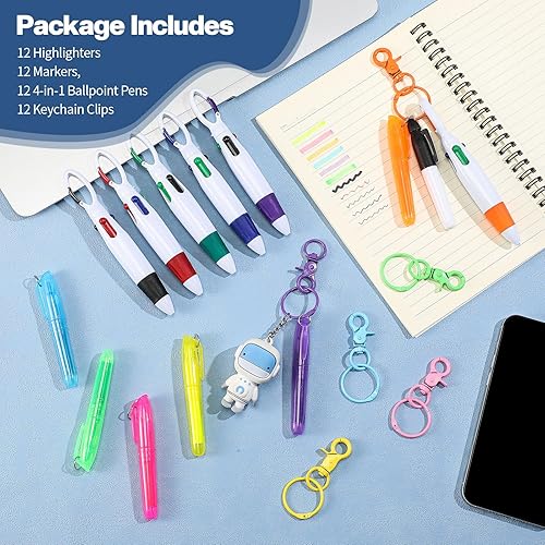 Miniatura 5 de Fainne Paquete de mini rotuladores para enfermera, bolígrafos para enfermera, incluye resaltador de punta, rotulador permanente, bolígrafo retráctil