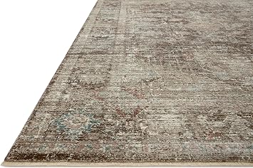 Loloi Magnolia Home by Joanna Gaines Millie Collection MIE-03 Charcoal/Dove 5'-3 x 7'-6, .25 Pile Height, Area Rug
