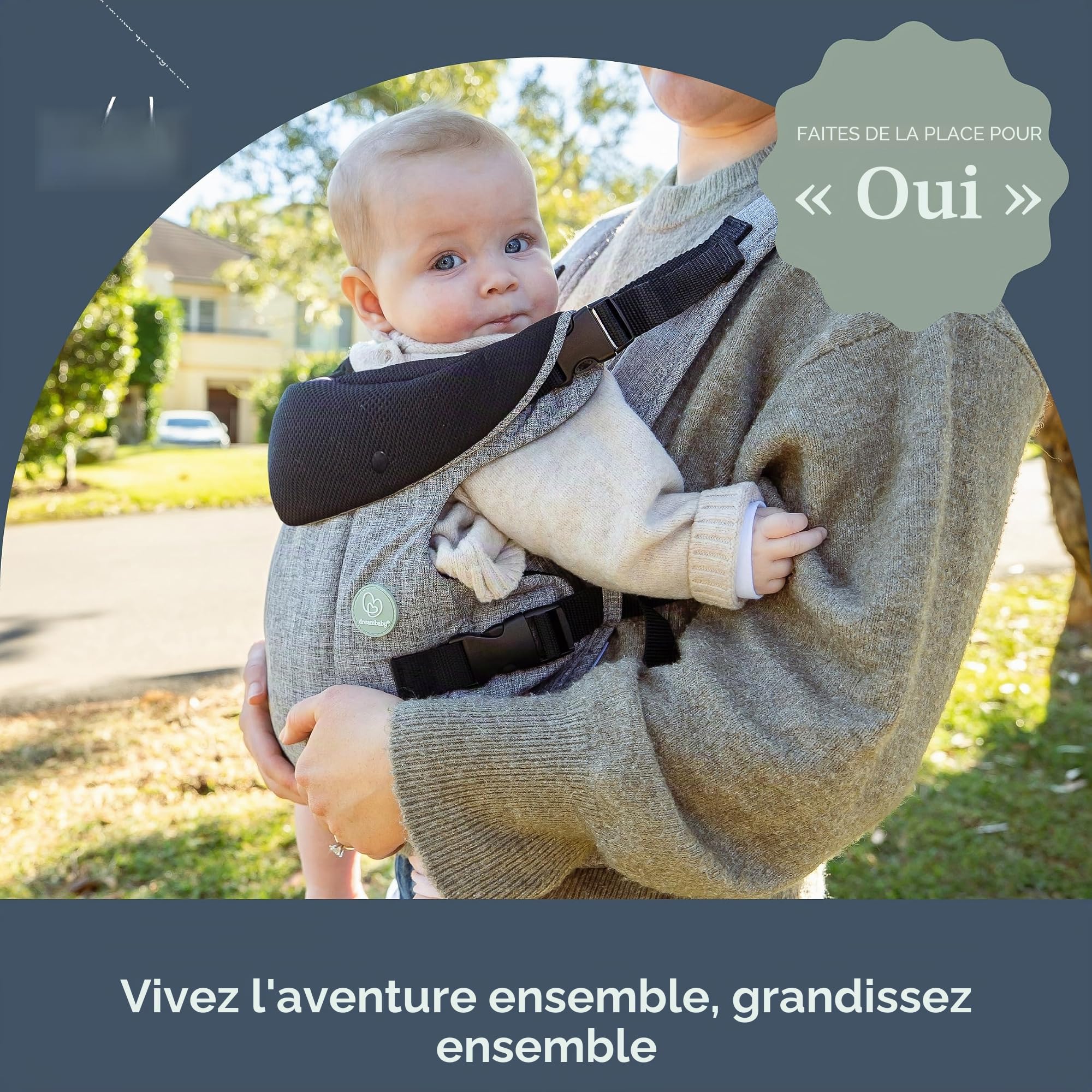Porte-bébé ergonomique 3 en 1 gris, jusqu'à 15 kg, porte-bébé confortable, sangle réglable