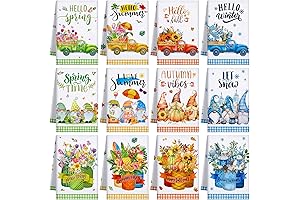 12 Pcs Seasonal Kitchen Towels Gnome Truck Floral Mason Jar Dish Towels...