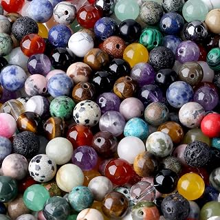 QINJIEJIE Multicoloured Beads for Threading 8 mm Gemstone Beads for Crafts Round Cr…