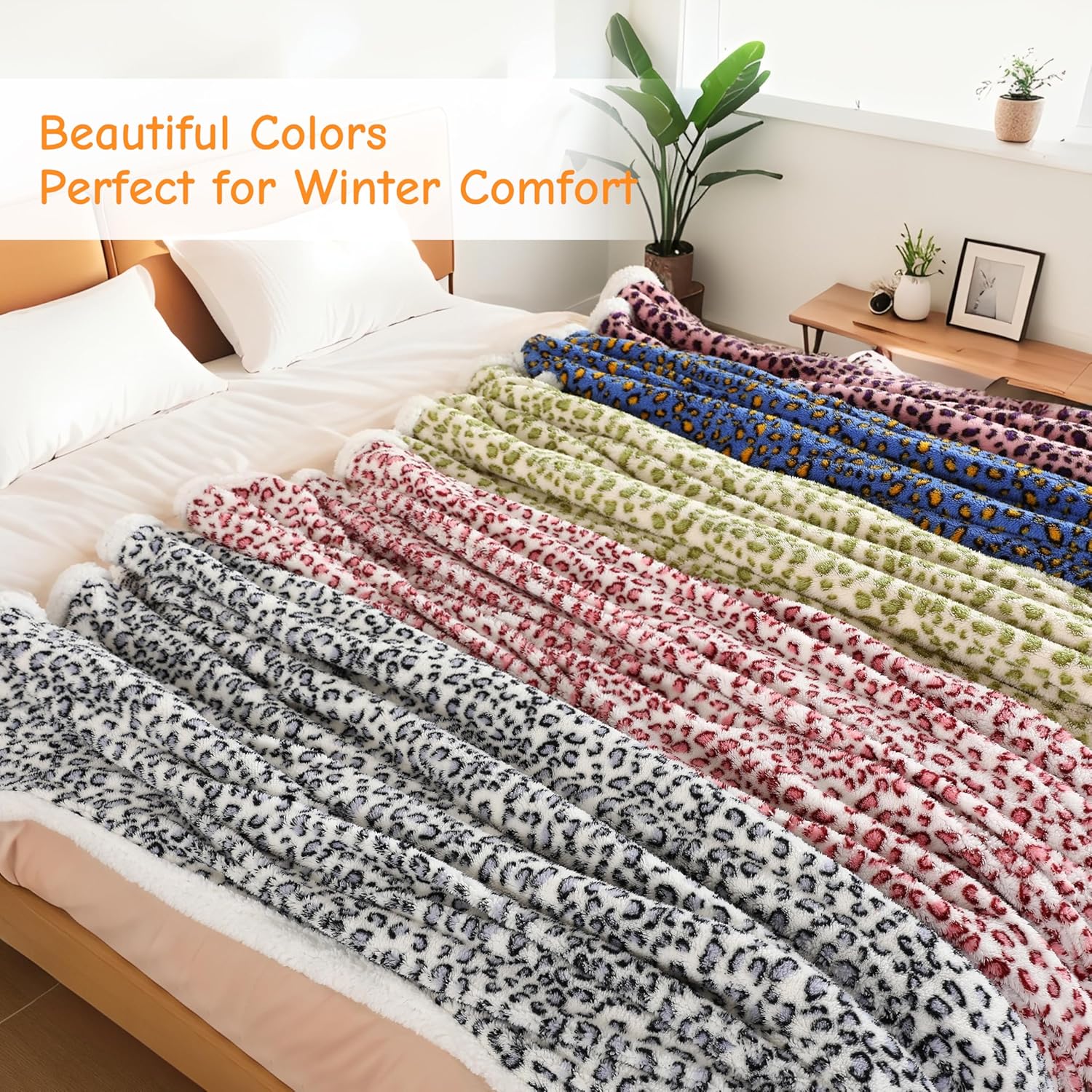 Electric Heated Blanket Full Size 72"x84", Ultra-Soft Plush with Overheat Protection, 9 Adjustable Heat Settings & 10-Hour Auto-Off Timer, Fast Heating for Winter Comfort, Pink Purple Leopard Print - Image 4