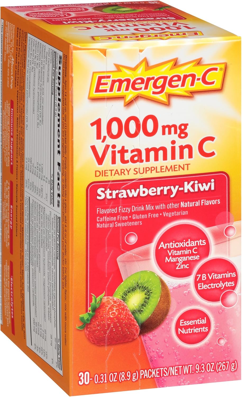 Immune Defense Drink Mix, Strawberry Kiwi, 0.31 oz Packet, 30/Box 130319