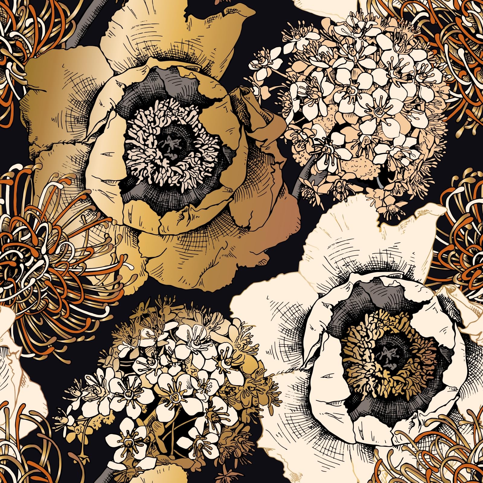 SOEWIOU 300 * 45cm Brown Floral Peel and Stick Wallpaper, Thicken Removable Waterproof Contact Paper for Living Room Bedroom