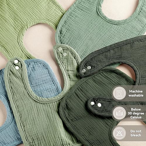 Miniatura 5 de Baberos de muselina para bebés para niños y niñas, baberos de algodón para babeo, baberos ajustables para recién nacidos para babeo y dentición