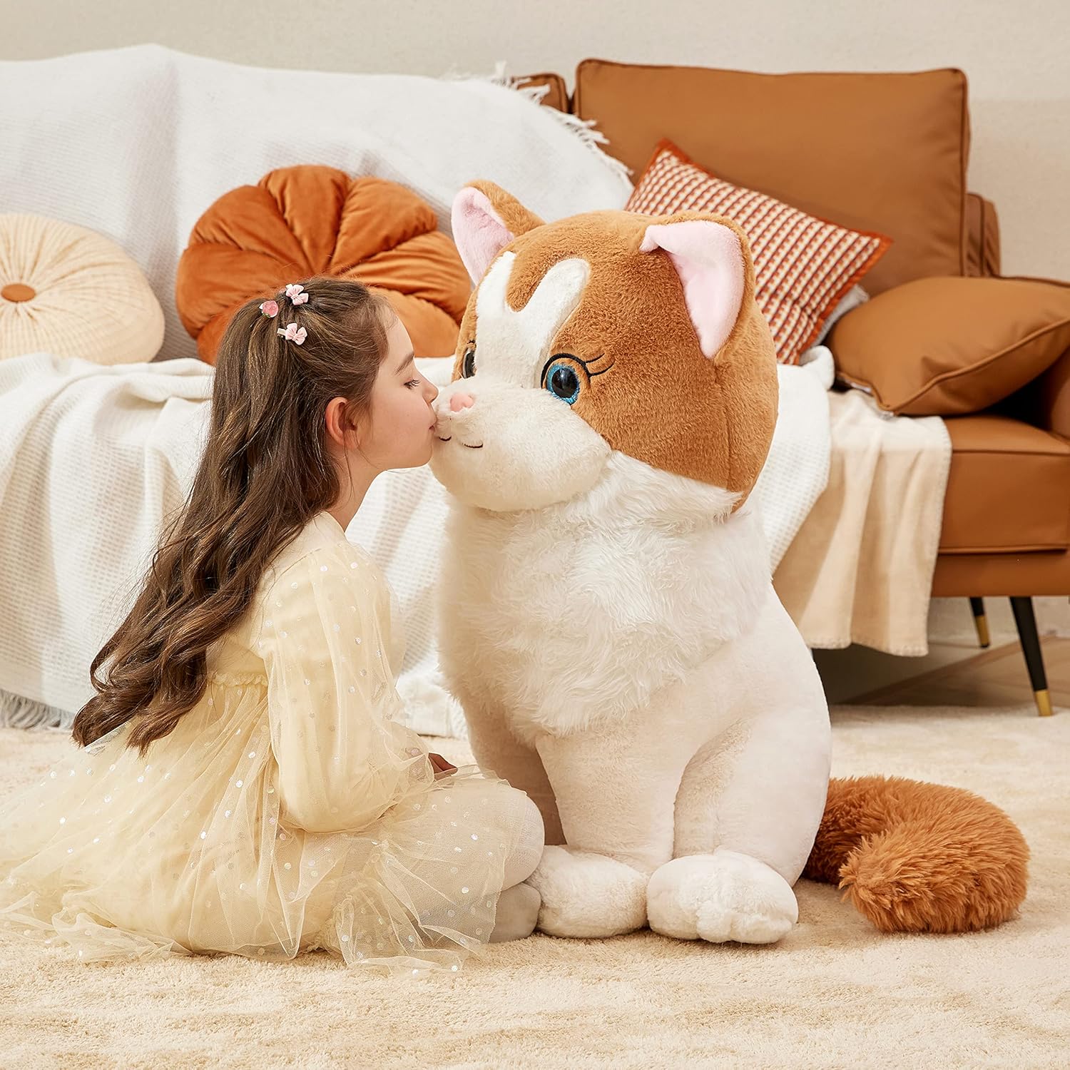 IKASA Giant Ragdoll Cat Stuffed Animal Plush Toy,Large Big Jumbo Soft Toys,23" Huge Size Cute Fluffy Plushy Fat Oversized Plushie,Gifts for Kids Girls Boys (23 inches, White) - Image 4