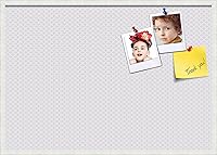 Vista 95 de PinPix Tablero de anuncios de corcho de 12 x 12 pulgadas. Este tablero decorativo enmarcado viene con diseño de círculos B W y un marco blanco