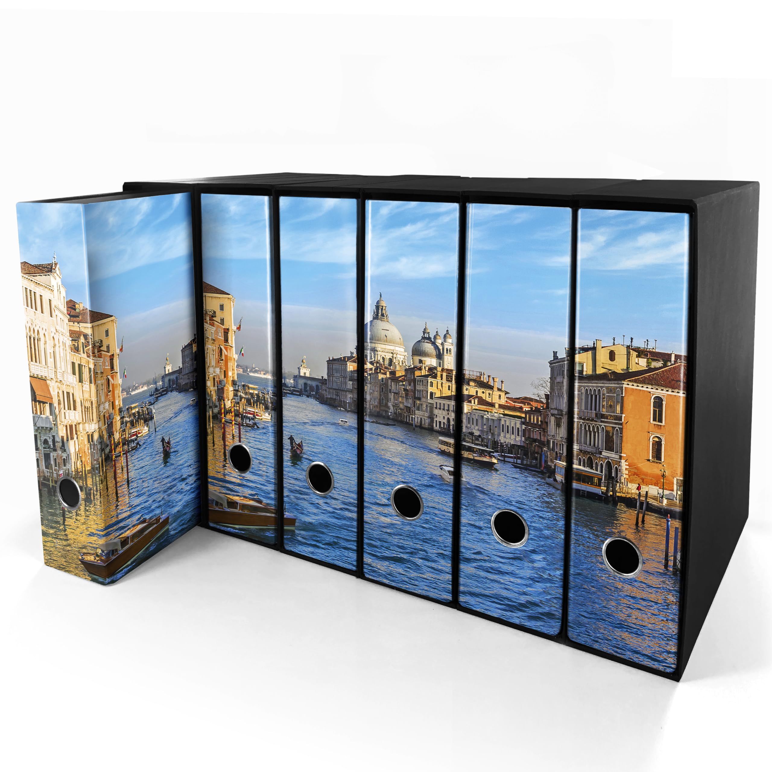 Set da 6 raccoglitori ad anelli VENEZIA, CANAL GRANDE - Faldoni SHAREPRINTING (H34 con 4 anelli)