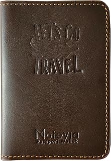 Motevia Genuine Leather Passport Wallet 15 * 10cm with Smart Card Pockets Holder Cover Passport Flight Ticket (Brown)